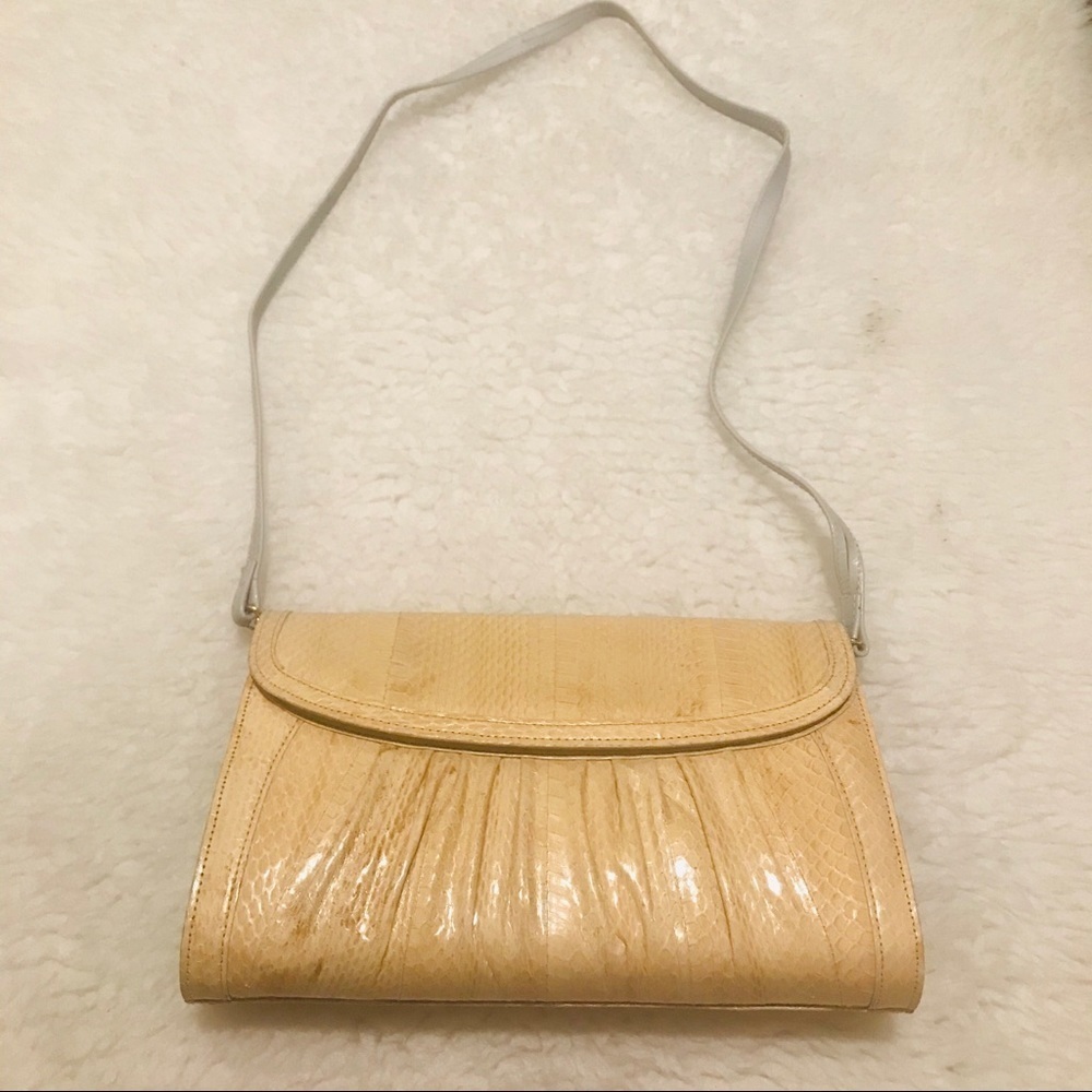 Vintage Snakeskin Leather Shoulders  Bag - Picture 2 of 15